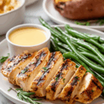 Honey Mustard Chicken, Green Beans + Sweet Potato