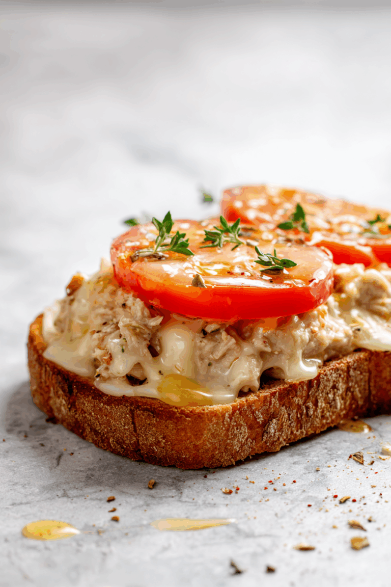 Open Faced Hot Honey Tuna Melt