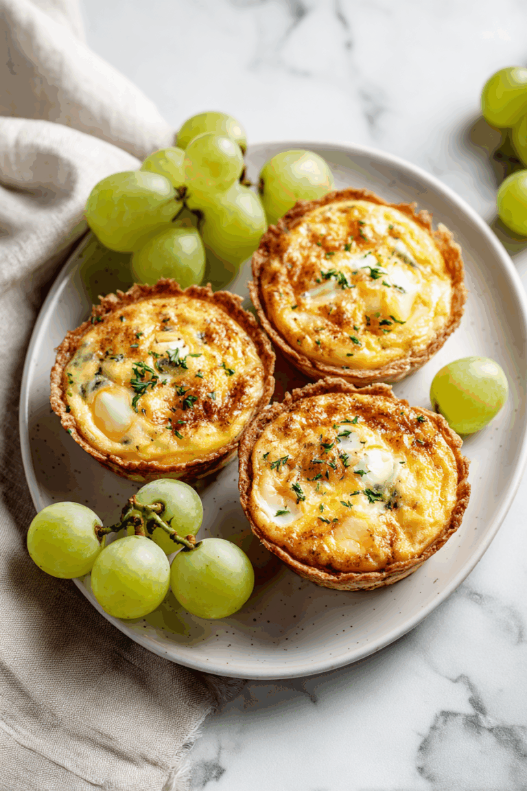 Cheesy Quiche Muffins + Grapes