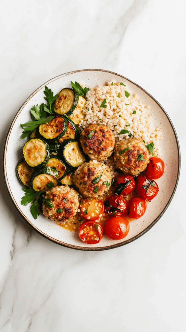 Zucchini Turkey Meatballs With Couscous