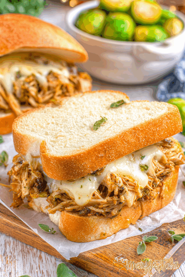 Crockpot Chicken French Dip Sandwiches