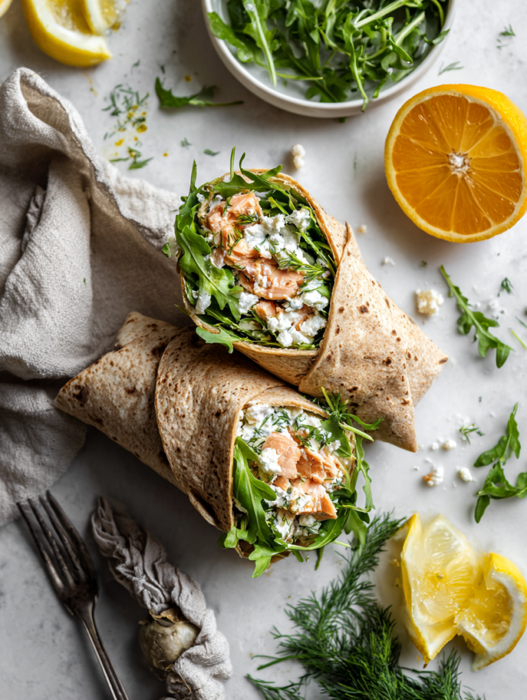 Lemon Dill Salmon Salad Wrap